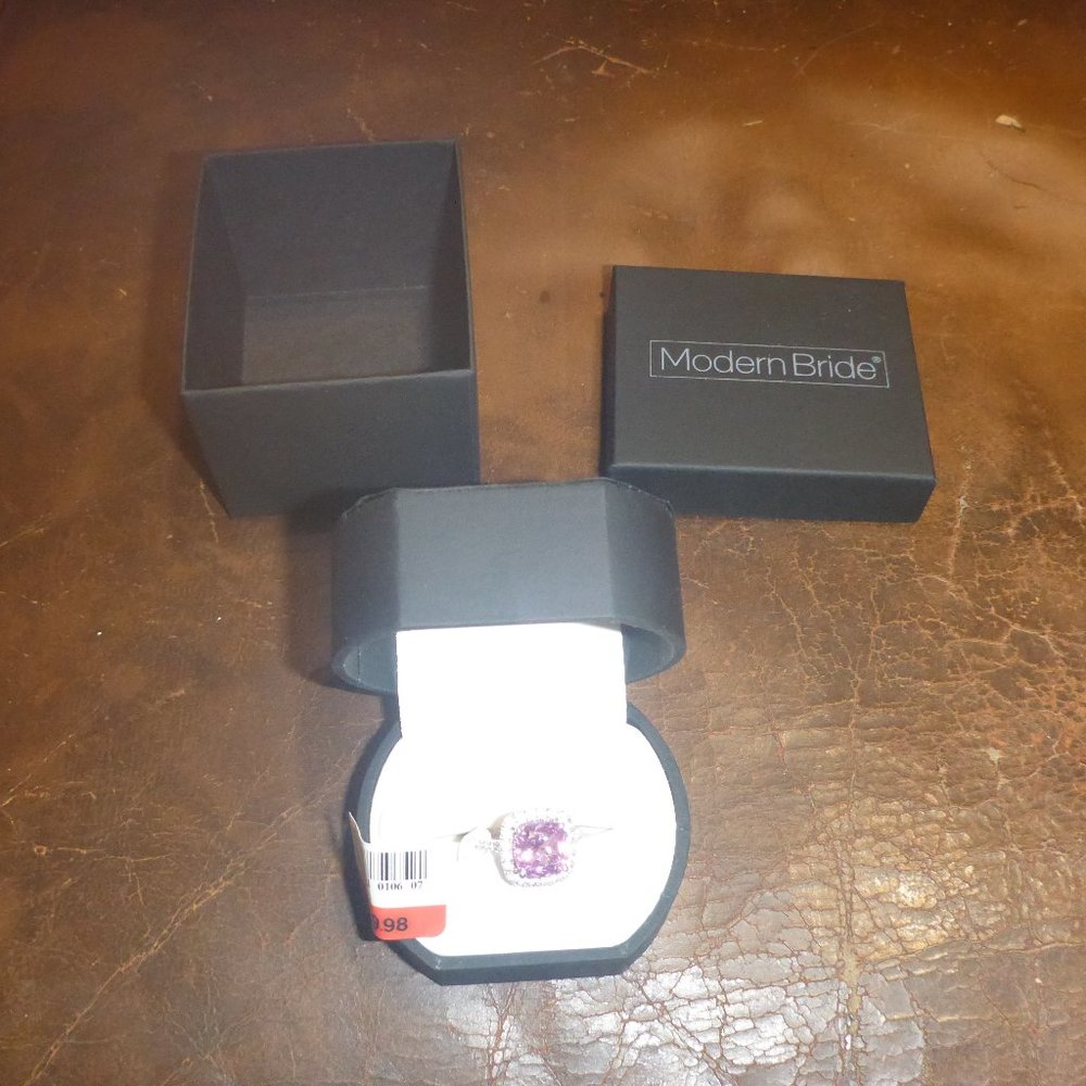 Women's Sterling Silver Pink Saphire w/ White Saphire Cocktail Ring